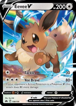 Eevee V Pokemon card from Crown Zenith, card number 108