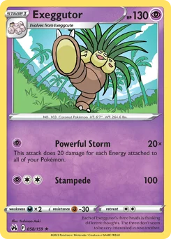 Exeggutor Pokemon card from Crown Zenith, card number 58