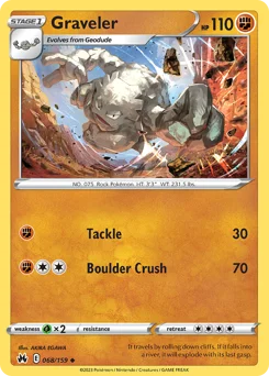 Graveler Pokemon card from Crown Zenith, card number 68