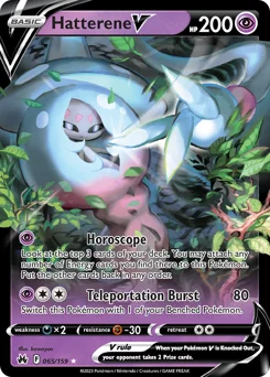 Hatterene V Pokemon card from Crown Zenith, card number 65