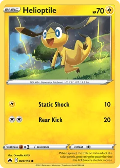 Helioptile Pokemon card from Crown Zenith, card number 49