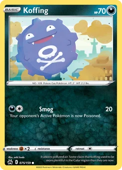 Koffing Pokemon card from Crown Zenith, card number 75