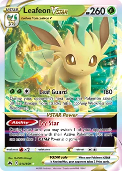 Leafeon VSTAR Pokemon card from Crown Zenith, card number 14