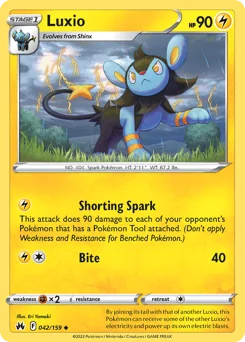 Luxio Pokemon card from Crown Zenith, card number 42