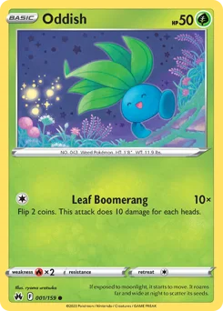 Oddish Pokemon card from Crown Zenith, card number 1