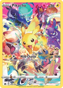 Pikachu Pokemon card from Crown Zenith, card number 160