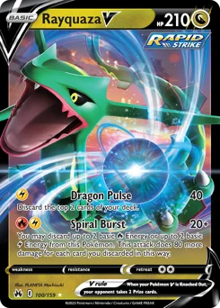 Rayquaza V Pokemon card from Crown Zenith, card number 100