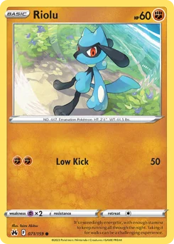 Riolu Pokemon card from Crown Zenith, card number 71