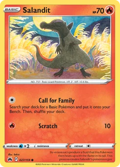 Salandit Pokemon card from Crown Zenith, card number 27