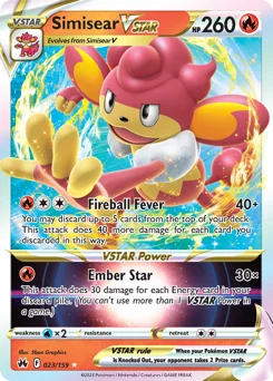 Simisear VSTAR Pokemon card from Crown Zenith, card number 23