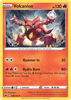 Volcanion Pokemon card from Crown Zenith, card number 26