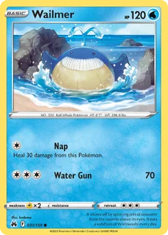 Wailmer Pokemon card from Crown Zenith, card number 31