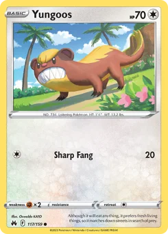 Yungoos Pokemon card from Crown Zenith, card number 117