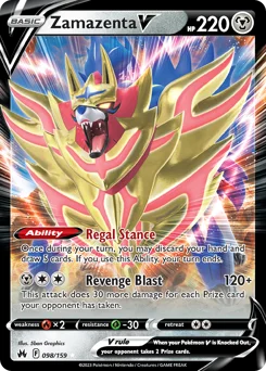 Zamazenta V Pokemon card from Crown Zenith, card number 98