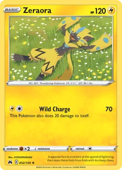 Zeraora Pokemon card from Crown Zenith, card number 52