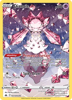Diancie Pokemon card from Crown Zenith Galarian Gallery, card number GG13