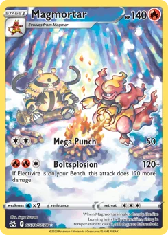 Magmortar Pokemon card from Crown Zenith Galarian Gallery, card number GG03
