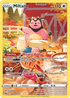 Miltank Pokemon card from Crown Zenith Galarian Gallery, card number GG24