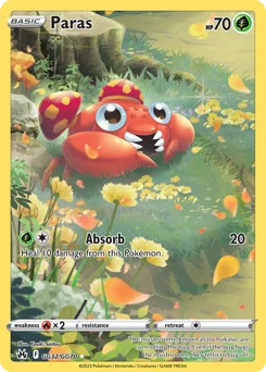 Paras Pokemon card from Crown Zenith Galarian Gallery, card number GG32
