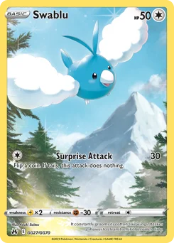 Swablu Pokemon card from Crown Zenith Galarian Gallery, card number GG27
