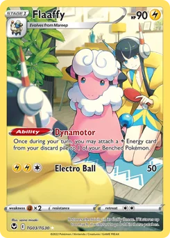 Flaaffy Pokemon card from Silver Tempest Trainer Gallery, card number TG03