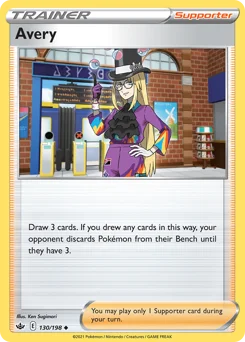 Avery Pokemon card from Chilling Reign, card number 130
