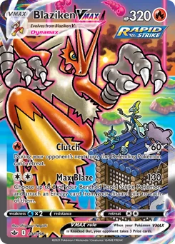 Blaziken VMAX Pokemon card from Chilling Reign, card number 201