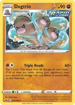 Dugtrio Pokemon card from Chilling Reign, card number 77