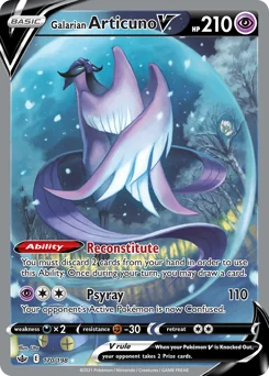 Galarian Articuno V Pokemon card from Chilling Reign, card number 170