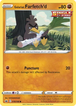 Galarian Farfetch'd Pokemon card from Chilling Reign, card number 78