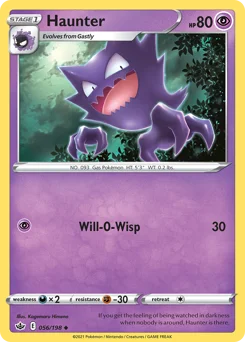 Haunter Pokemon card from Chilling Reign, card number 56