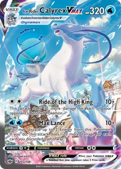 Ice Rider Calyrex VMAX Pokemon card from Chilling Reign, card number 203