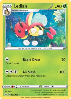 Ledian Pokemon card from Chilling Reign, card number 5