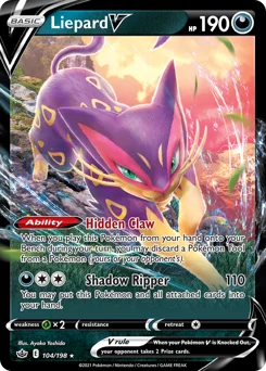 Liepard V Pokemon card from Chilling Reign, card number 104
