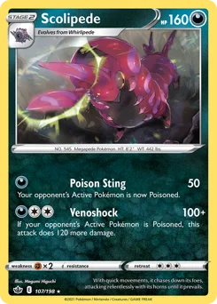 Scolipede Pokemon card from Chilling Reign, card number 107