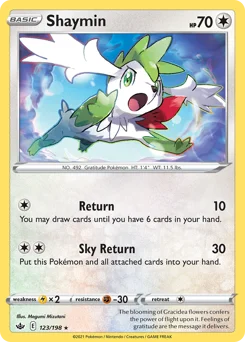 Shaymin Pokemon card from Chilling Reign, card number 123