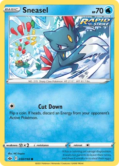 Sneasel Pokemon card from Chilling Reign, card number 30