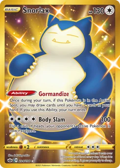 Snorlax Pokemon card from Chilling Reign, card number 224