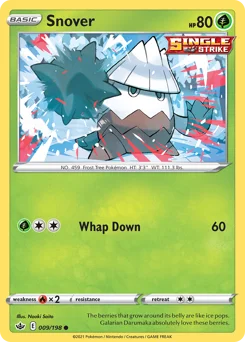 Snover Pokemon card from Chilling Reign, card number 9
