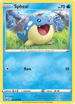 Spheal Pokemon card from Chilling Reign, card number 37