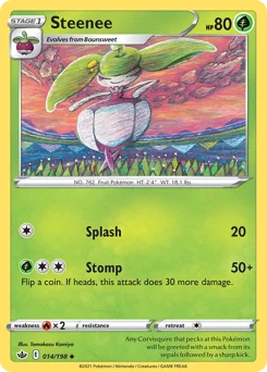 Steenee Pokemon card from Chilling Reign, card number 14