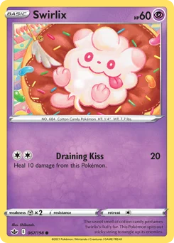 Swirlix Pokemon card from Chilling Reign, card number 67
