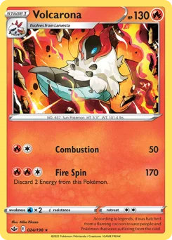Volcarona Pokemon card from Chilling Reign, card number 24