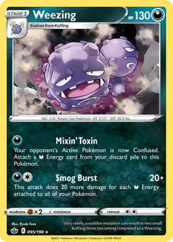 Weezing Pokemon card from Chilling Reign, card number 95