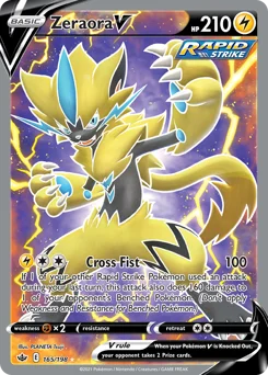 Zeraora V Pokemon card from Chilling Reign, card number 165