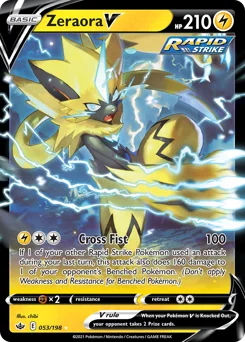 Zeraora V Pokemon card from Chilling Reign, card number 53