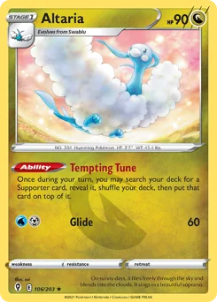 Altaria Pokemon card from Evolving Skies, card number 106