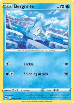 Bergmite Pokemon card from Evolving Skies, card number 44