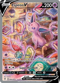 Espeon V Pokemon card from Evolving Skies, card number 180