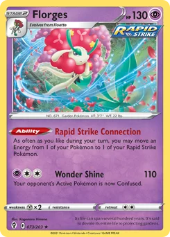 Florges Pokemon card from Evolving Skies, card number 73